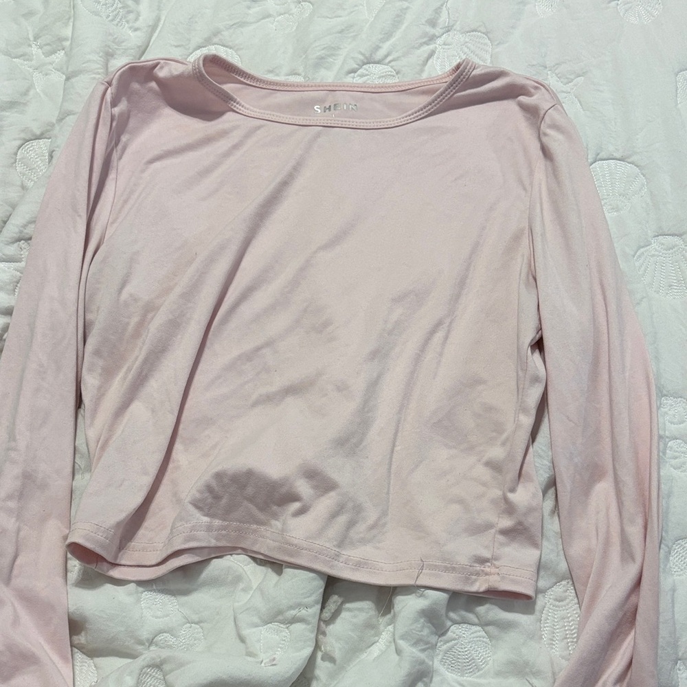 SHEIN Light Pink Long Sleeve Tee